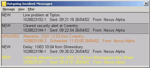 Outgoing Incident Messages